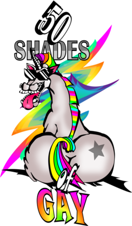 Nadruk 50 shades of gay, unicorn - Przód
