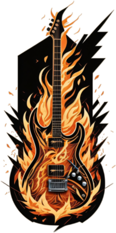 Nadruk Gitara w ogniu - Przód