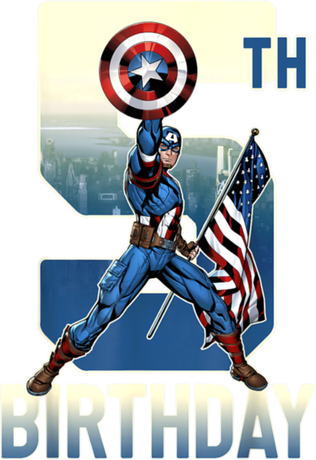 Nadruk Marvel Captain America 5th Birthday Graphic - Przód