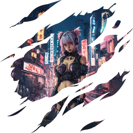 Nadruk Cyberpunk Anime Girl - Przód