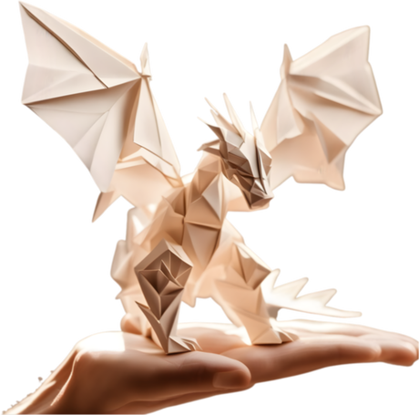 Nadruk Smok - origami na dłoni - Przód