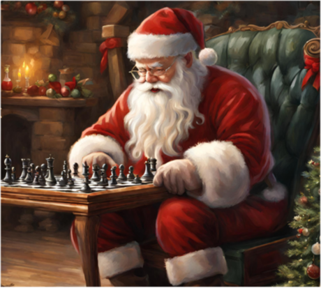 Nadruk Mikołaj gra w szachy - Przód