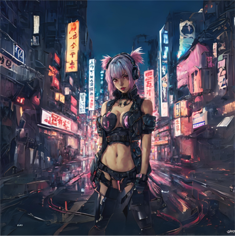 Nadruk Cyberpunk Girl Anime - Przód