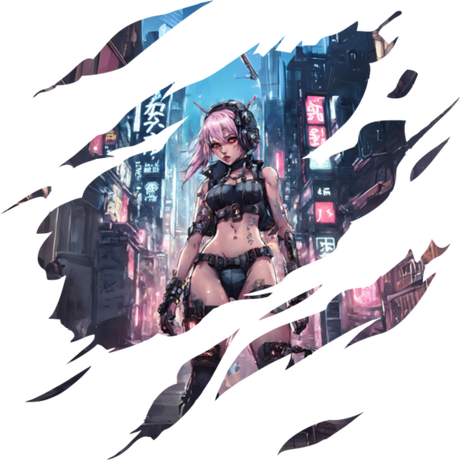 Nadruk Cyberpunk Girl Anime - Przód