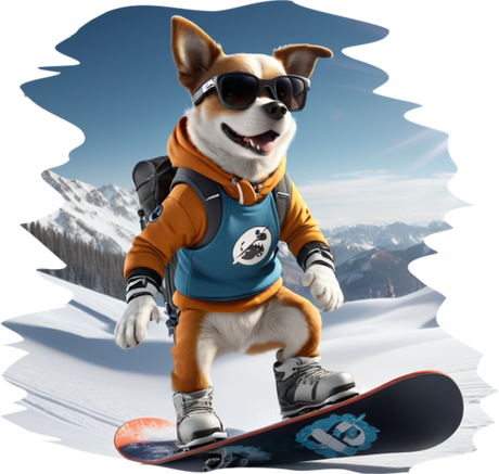 Nadruk Pies na Snowboardzie - Przód